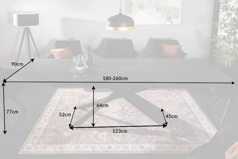 Table à manger extensible EUPHORIA 180-220-260cm en céramique de lave anthracite fabriquée en Italie