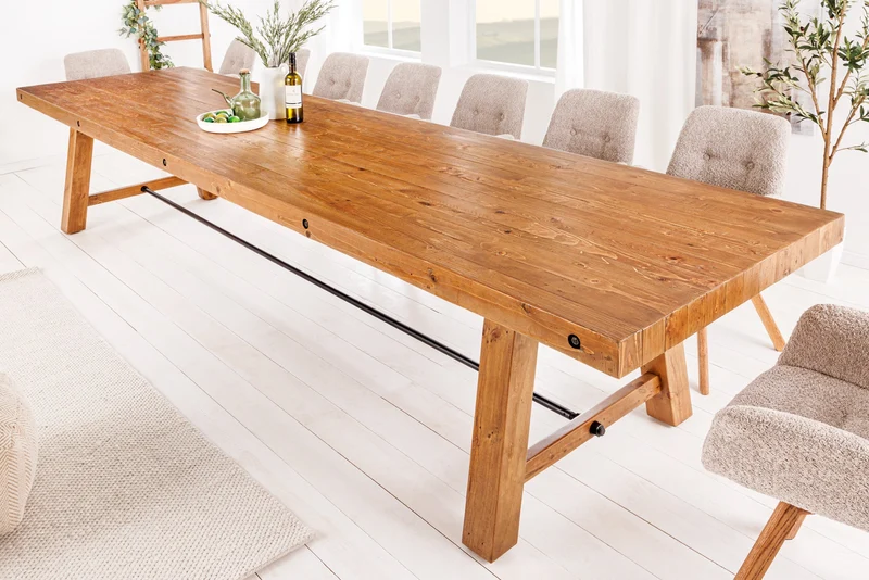 Table à manger massive FINCA 300 cm en pin recyclé marron vintage