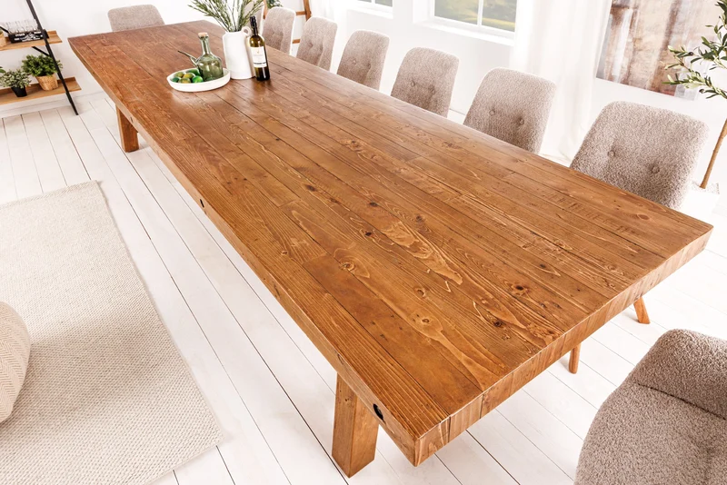Table à manger massive FINCA 300 cm en pin recyclé marron vintage