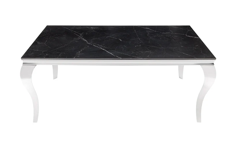 Table à manger design MODERNE BAROQUE 180cm noir anthracite chrome céramique marbre