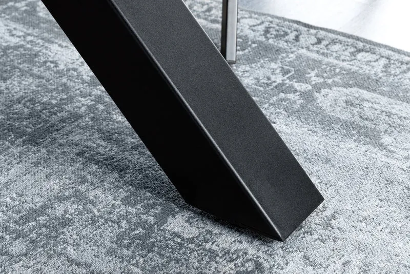 Table à manger industrielle WILD 180cm chêne sauvage gris cérusé design bord d'arbre cadre en X noir