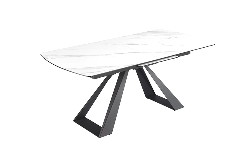 Table à manger extensible CONCORD 180-230 cm céramique blanche design marbre métal noir