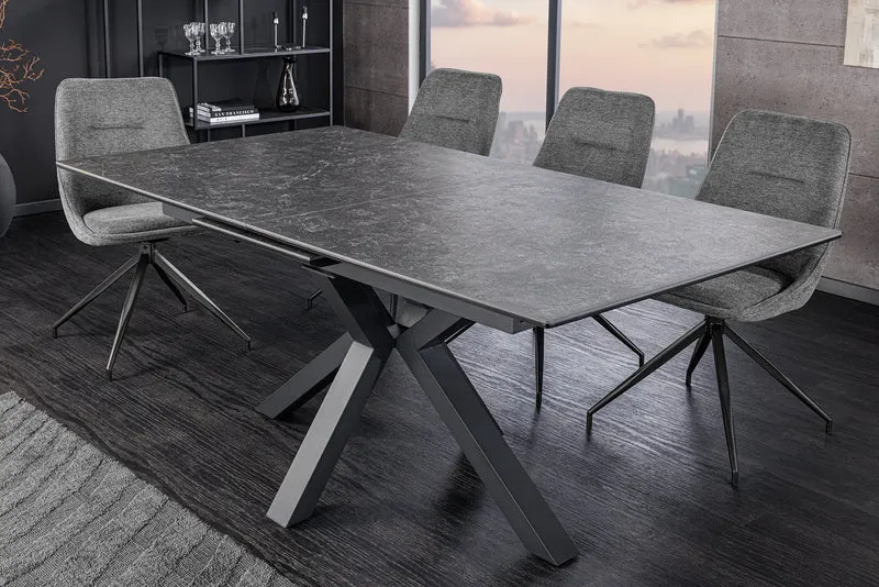 Table à manger extensible ETERNITY 160-200cm céramique gris graphite métal noir