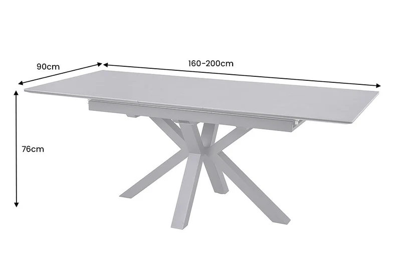 Table à manger extensible ETERNITY 160-200cm céramique gris graphite métal noir
