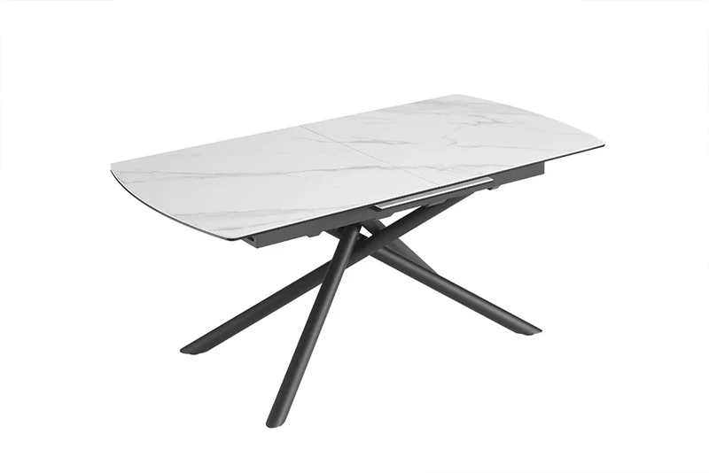 Table à manger extensible MIKADO 180-230 cm céramique blanche structure étoile noire