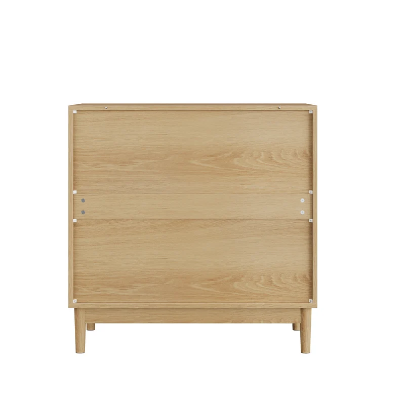 Buffet design latte effet chêne 3 tiroirs 80x39x80cm PEARLPINNACLE