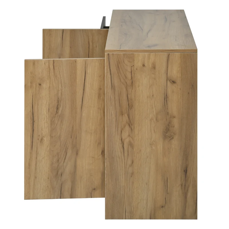 Buffet effet bois et noir 3 tiroirs, 2 portes avec éclairage LED 120x76x40cm ALUMINUMLAMP