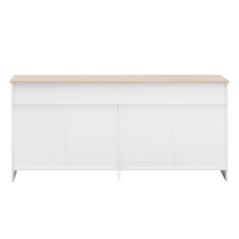 Buffet blanc effet bois 4 portes 3 tiroirs style campagne ADJUSTMARBLEONE
