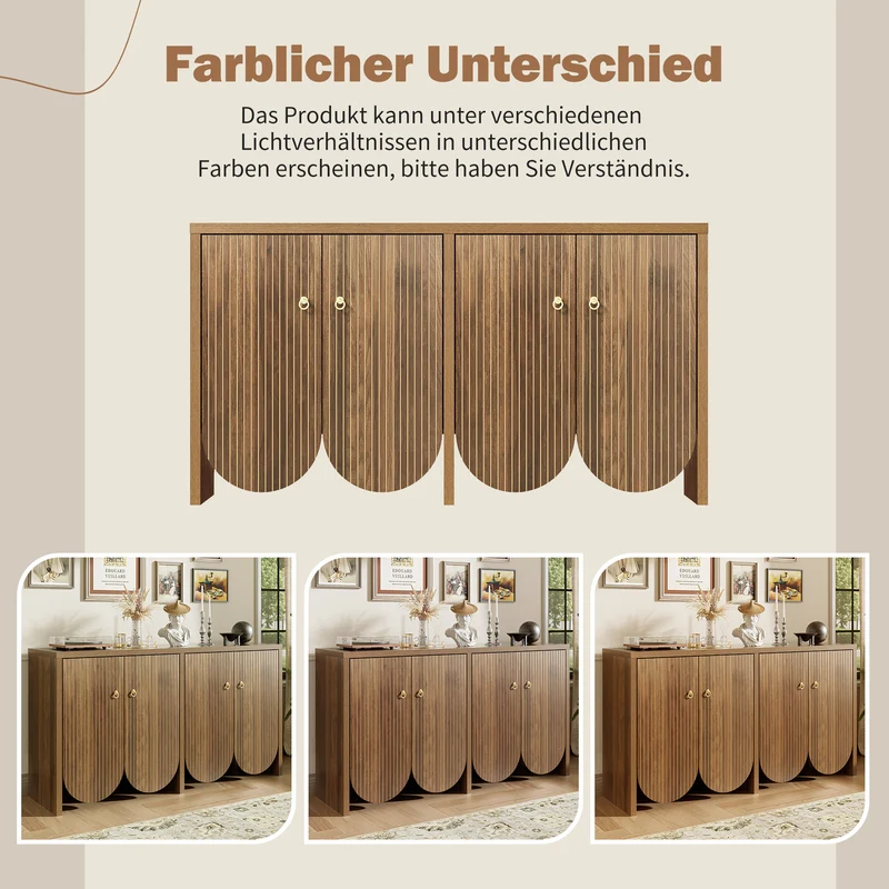 Buffet effet bois noyer 4 portes à rainures CEDARVALE