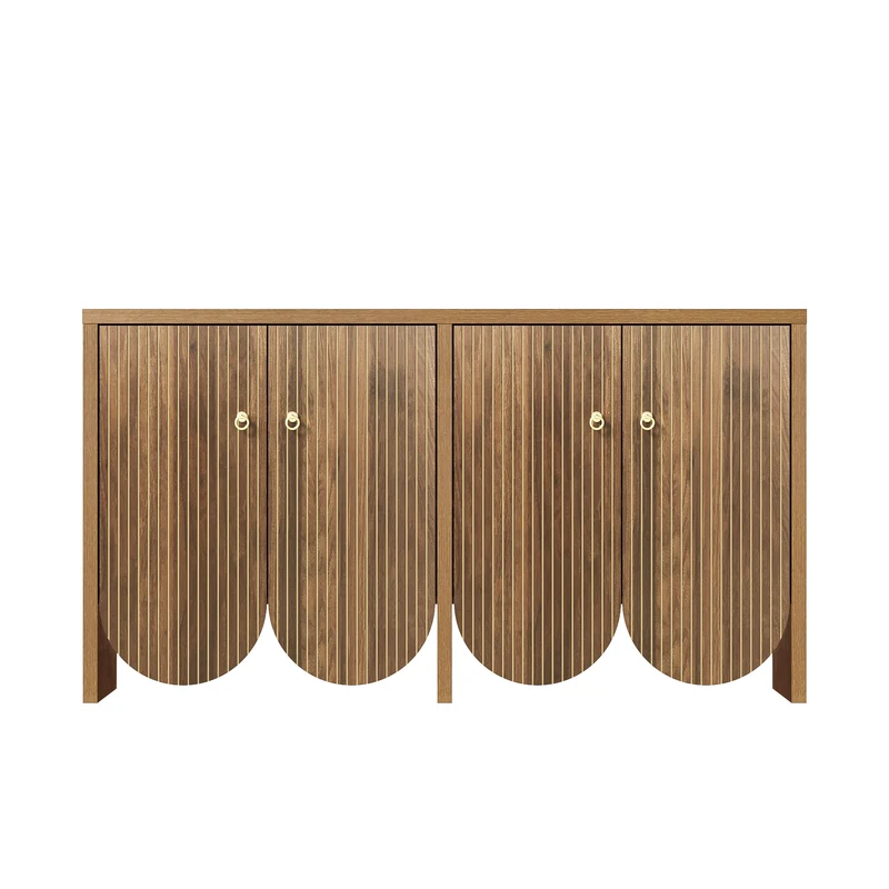 Buffet effet bois noyer 4 portes à rainures CEDARVALE