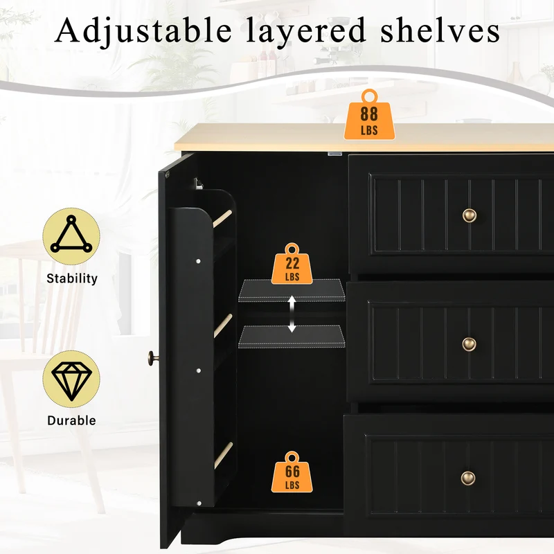Buffet charme noir 3 tiroirs et 2 portes CASCADEINFIN