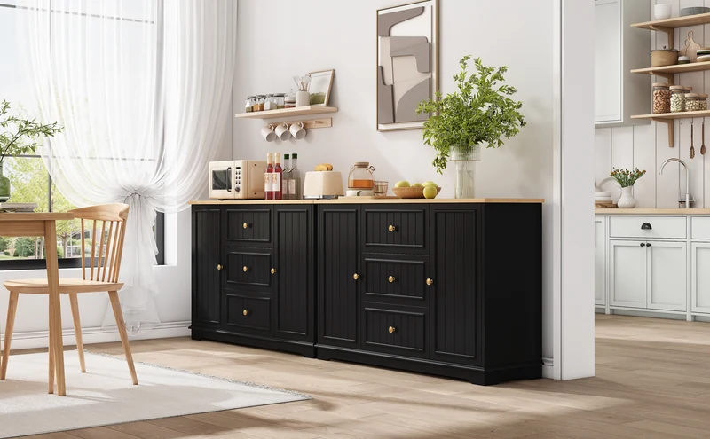 Buffet charme noir 3 tiroirs et 2 portes CASCADEINFIN
