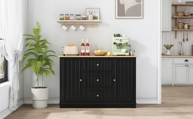 Buffet charme noir 3 tiroirs et 2 portes CASCADEINFIN