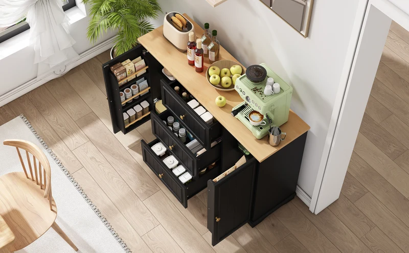 Buffet charme noir 3 tiroirs et 2 portes CASCADEINFIN