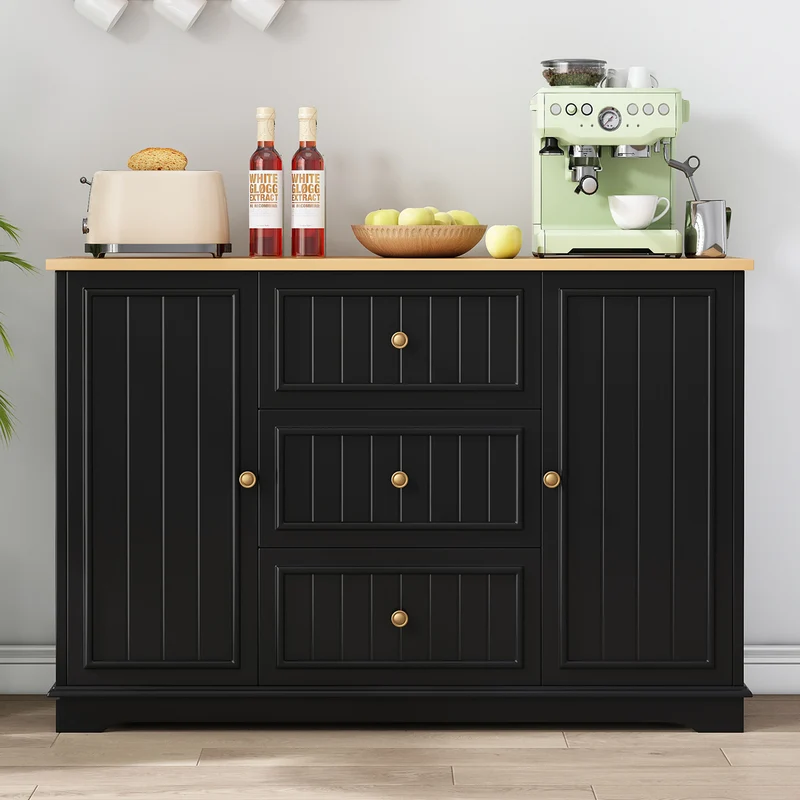 Buffet charme noir 3 tiroirs et 2 portes CASCADEINFIN