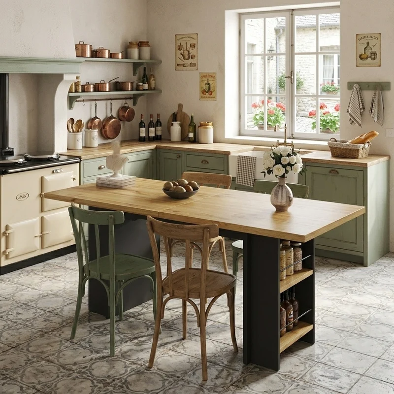 Table extensible effet bois naturel avec étagères 120-160x80cm CASCADEVERTEXX