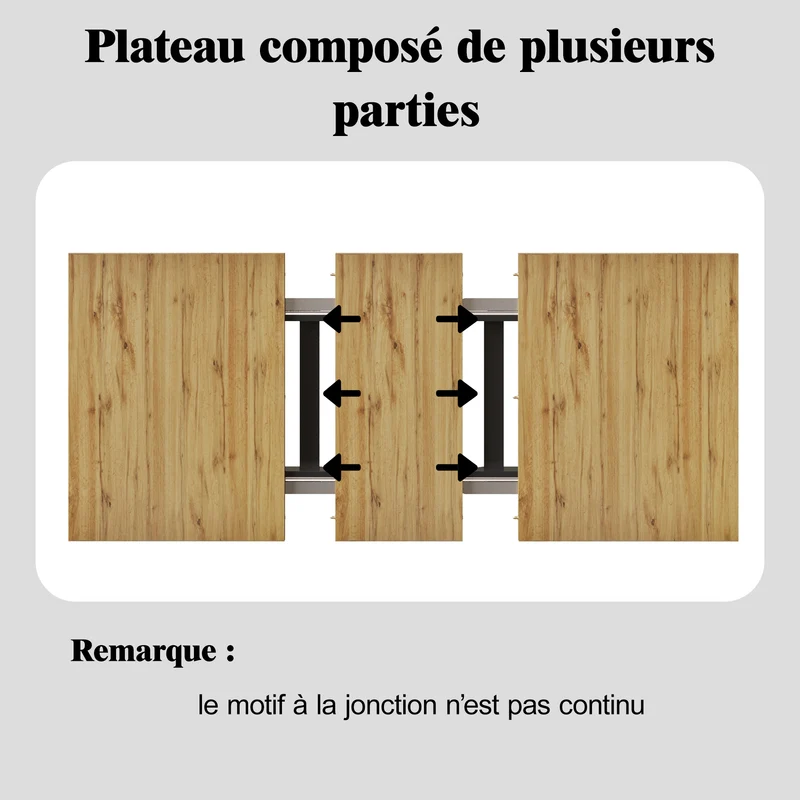 Table extensible effet bois naturel avec étagères 120-160x80cm CASCADEVERTEXX