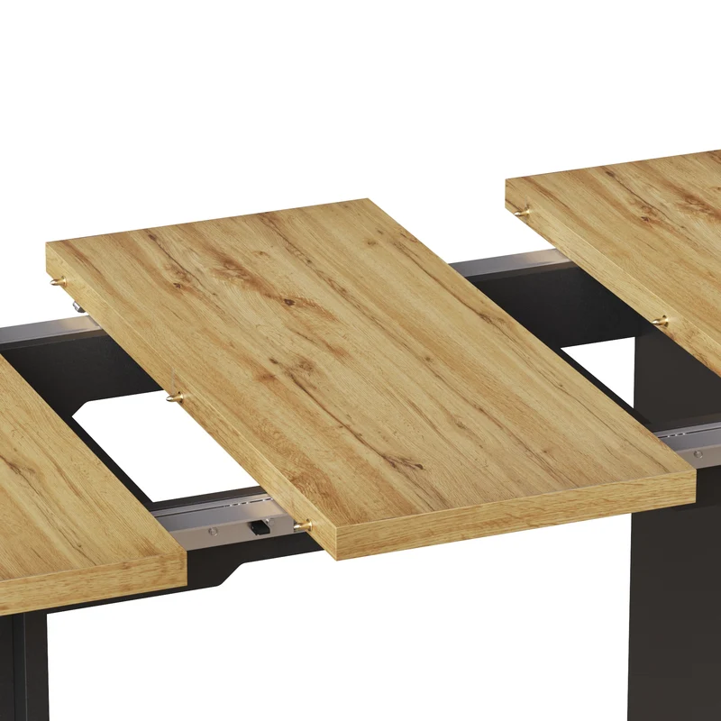 Table extensible effet bois naturel avec étagères 120-160x80cm CASCADEVERTEXX