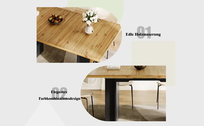 Table extensible effet bois naturel avec étagères 120-160x80cm CASCADEVERTEXX