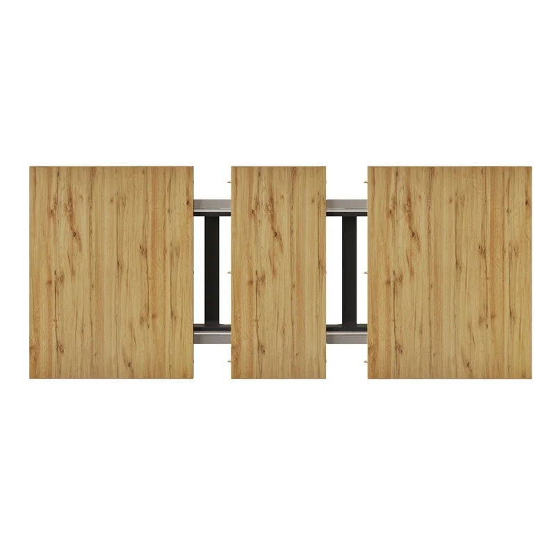 Table extensible effet bois naturel avec étagères 120-160x80cm CASCADEVERTEXX