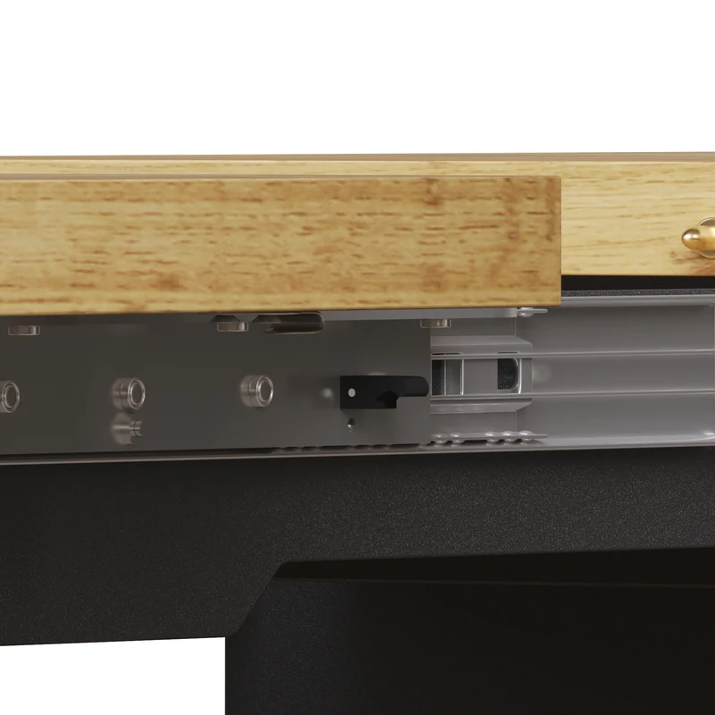 Table extensible effet bois naturel avec étagères 120-160x80cm CASCADEVERTEXX