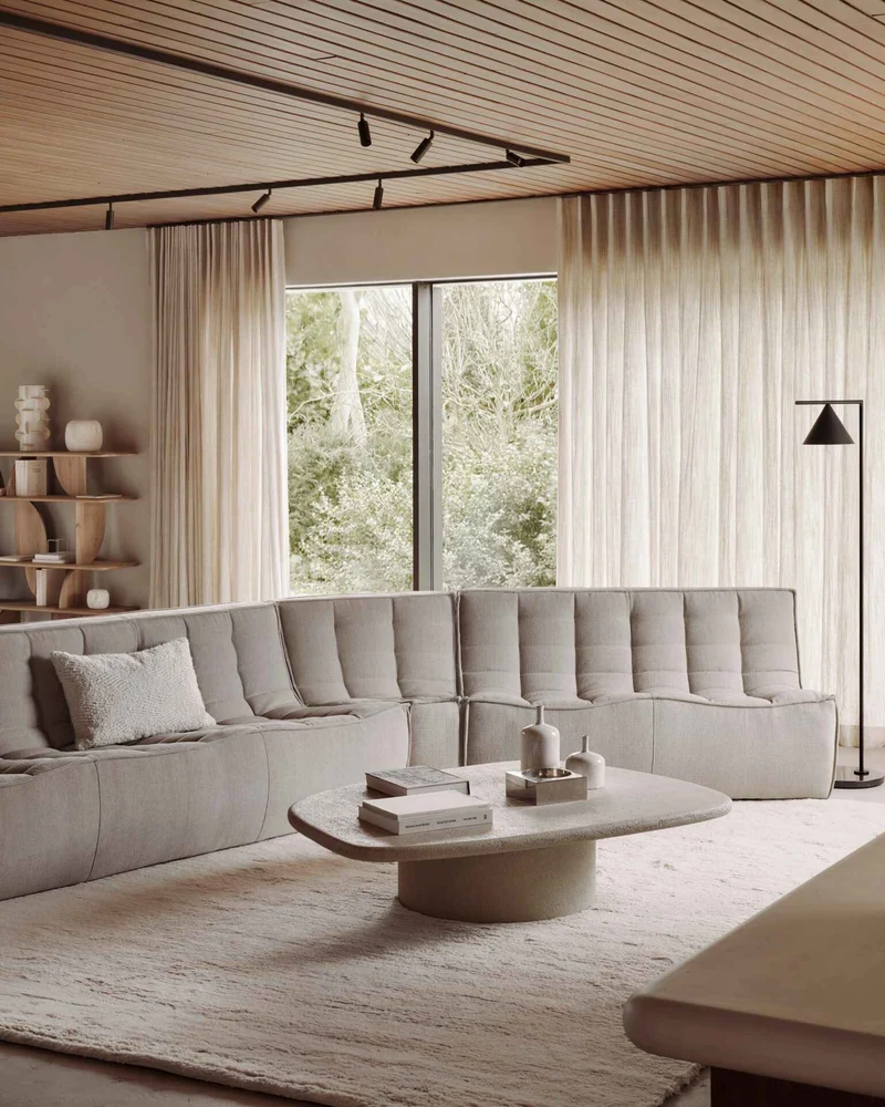 Ethnicraft Canapé Modulaire N701 - Tissu Éco (Angle Arrondi 45°)