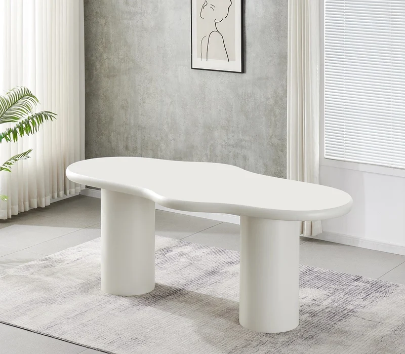 Table à manger effet pierre travertin, 200x100xH76cm - CARLA