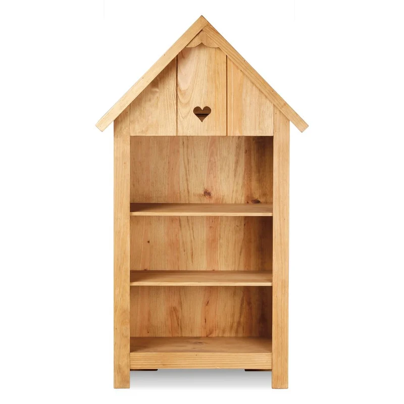 Bibliothèque 140cm avec toiture coeur en pin massif ciré miel | Région