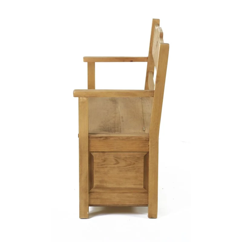 Banc coffre campagnard coeur en pin massif ciré miel | Région