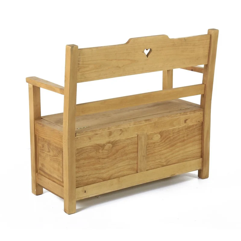 Banc coffre campagnard coeur en pin massif ciré miel | Région