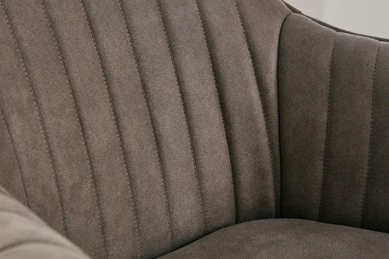 Chaise design tournante LIVORNO pieds en hêtre taupe vintage avec accoudoirs