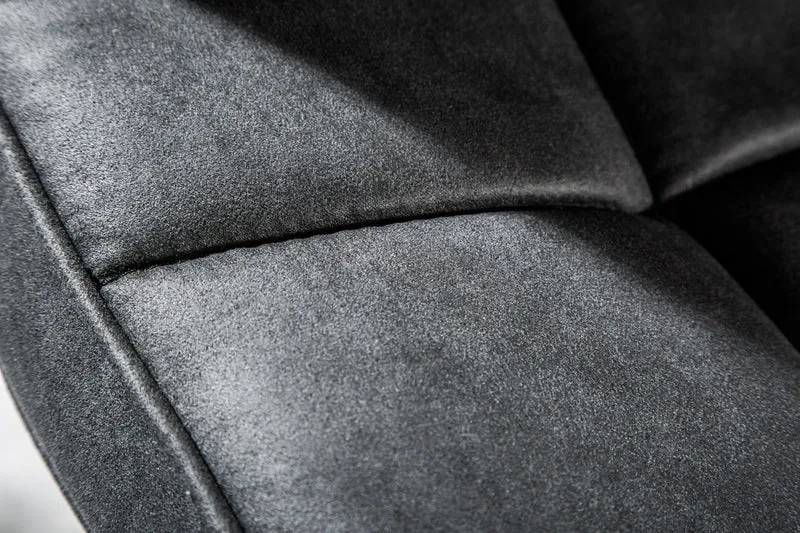 Tabouret de bar réglable en hauteur MODENA vintage gris microfibre métal noir avec dossier rotatif