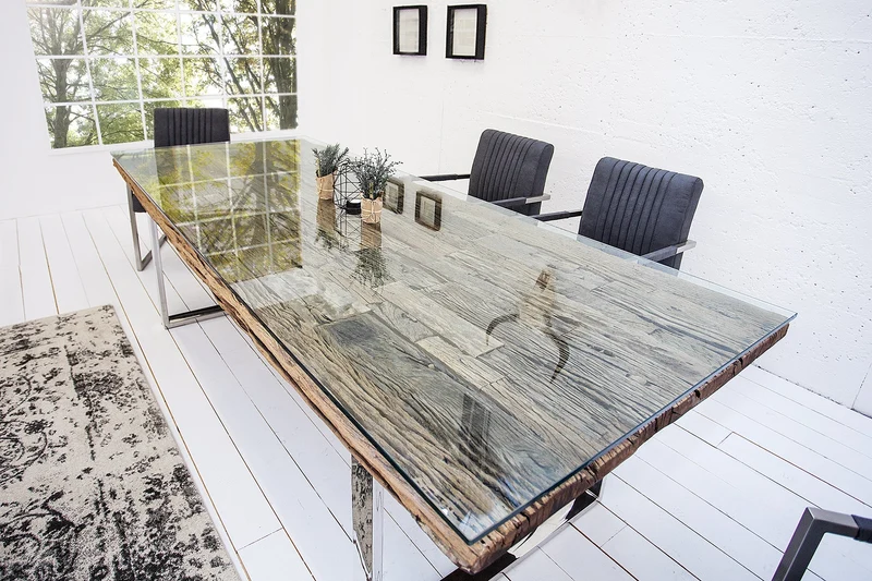 Table de salle à manger en bois tronc d'arbre massif 180cm
