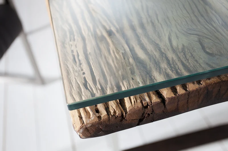 Table de salle à manger en bois tronc d'arbre massif 180cm