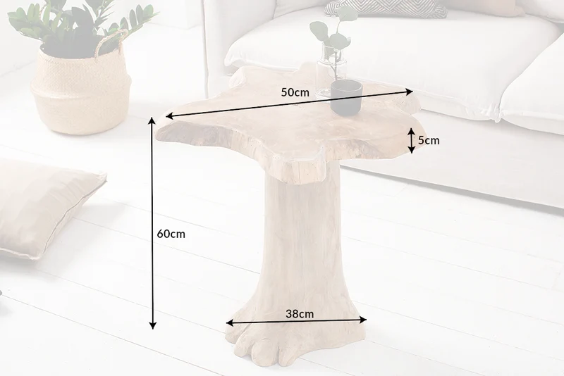 Table d'appoint massive ROOT 60cm en teck avec cernes annuels