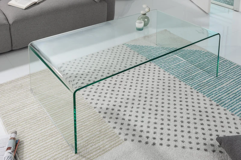 Table basse extravagante en verre FANTOME 110cm transparente