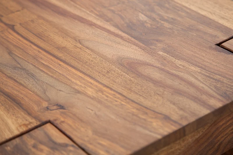 Table basse en bois massif MAKASSAR 100cm finition pierre de Sheesham marron grain unique