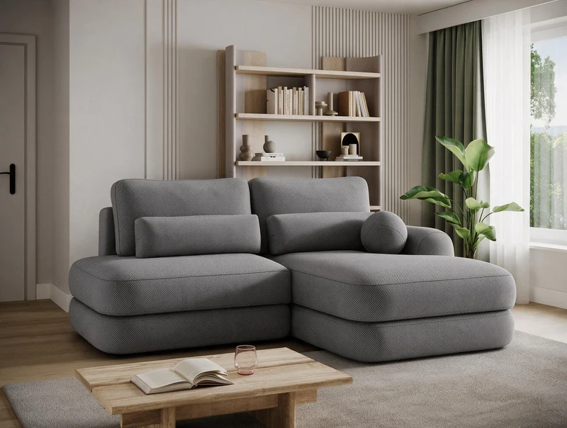 Canapé d'angle convertible design WAGRAM avec coffre de rangement
