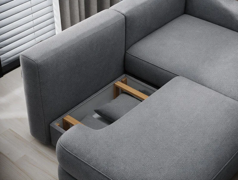 Canapé d'angle convertible design WAGRAM avec coffre de rangement
