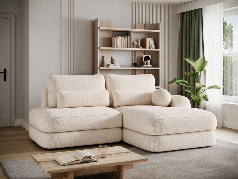 Canapé d'angle convertible design WAGRAM avec coffre de rangement