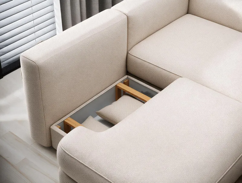 Canapé d'angle convertible design WAGRAM avec coffre de rangement