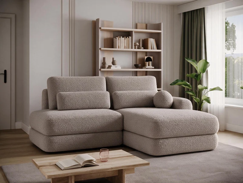 Canapé d'angle convertible design WAGRAM avec coffre de rangement