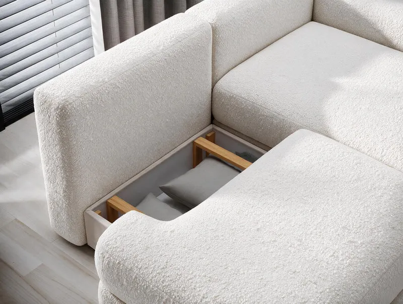 Canapé d'angle convertible design WAGRAM avec coffre de rangement