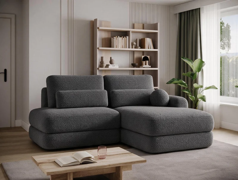 Canapé d'angle convertible design WAGRAM avec coffre de rangement