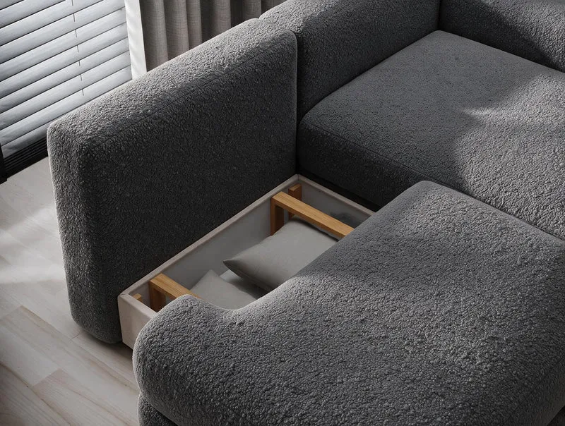 Canapé d'angle convertible design WAGRAM avec coffre de rangement