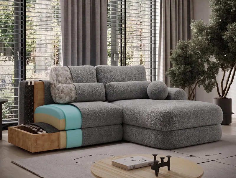 Canapé d'angle convertible design WAGRAM avec coffre de rangement