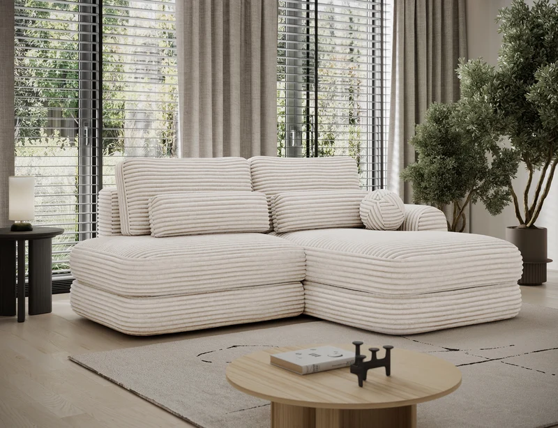 Canapé d'angle convertible design WAGRAM avec coffre de rangement