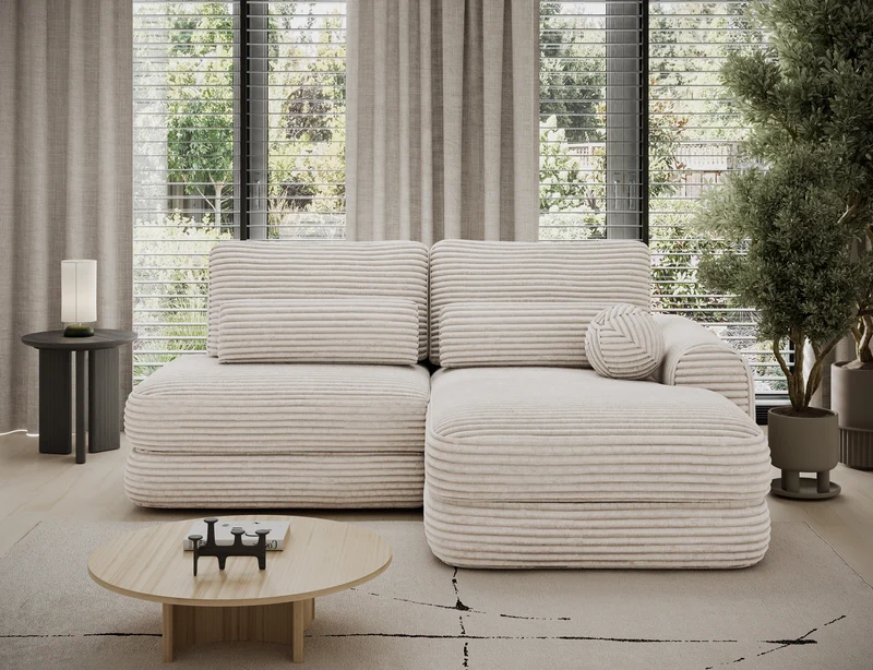 Canapé d'angle convertible design WAGRAM avec coffre de rangement