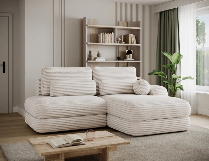 Canapé d'angle convertible design WAGRAM avec coffre de rangement