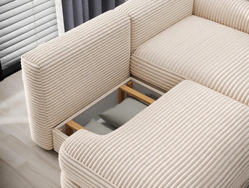 Canapé d'angle convertible design WAGRAM avec coffre de rangement